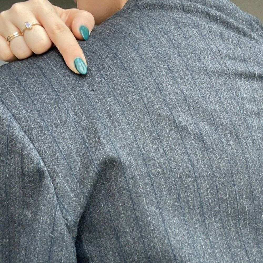 Vintage Givenchy Dark Gray Striped Oversized Wool Blazer Preppy Sport Coat 40R - Picture 8 of 11